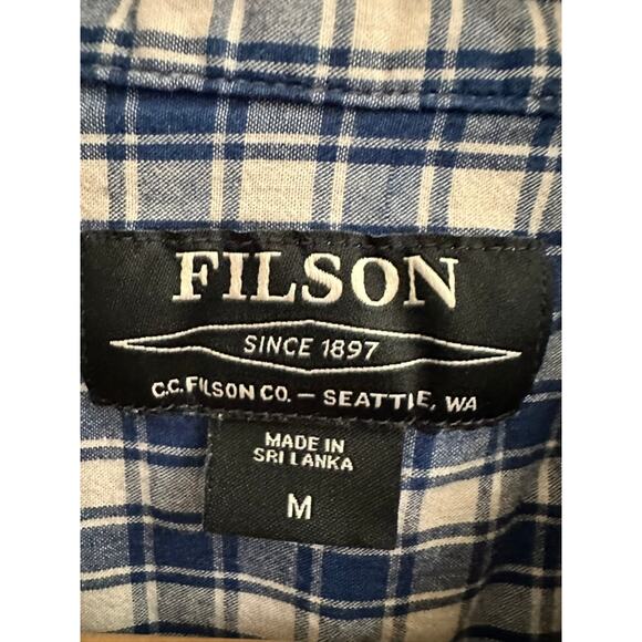 Filson Women’s Blue & White Plaid Banded-Collar Shirt Medium – Heritage Checked - Picture 2 of 6